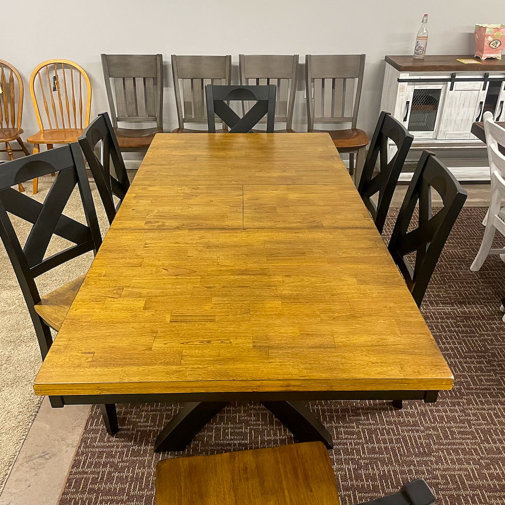 Black Quinton Pedestal Table & 6 Chairs