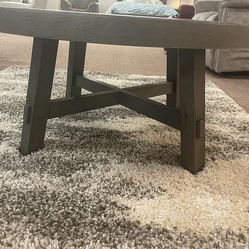 Modern Gray Farmhouse Splay Leg Round Cocktail