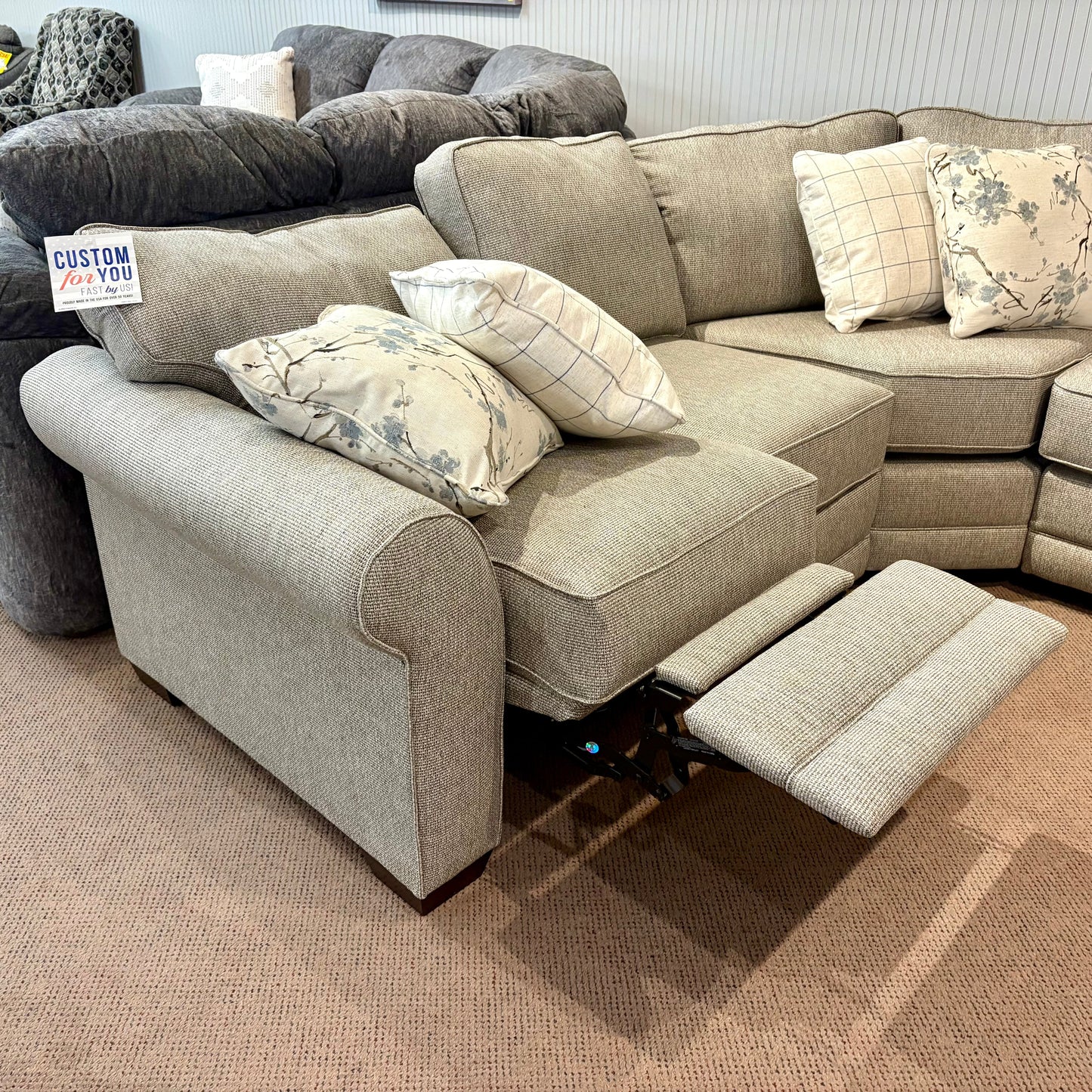 Brantley Tweed Power Reclining Sectional with Cuddler
