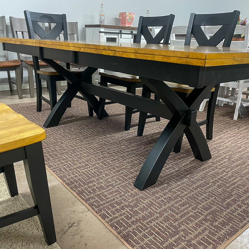 Black Quinton Pedestal Table & 6 Chairs
