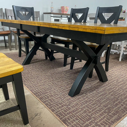 Black Quinton Pedestal Table & 6 Chairs