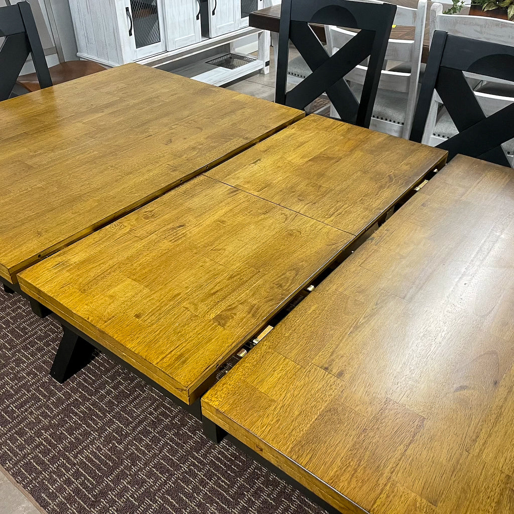 Black Quinton Pedestal Table & 6 Chairs