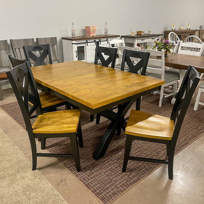 Black Quinton Pedestal Table & 6 Chairs