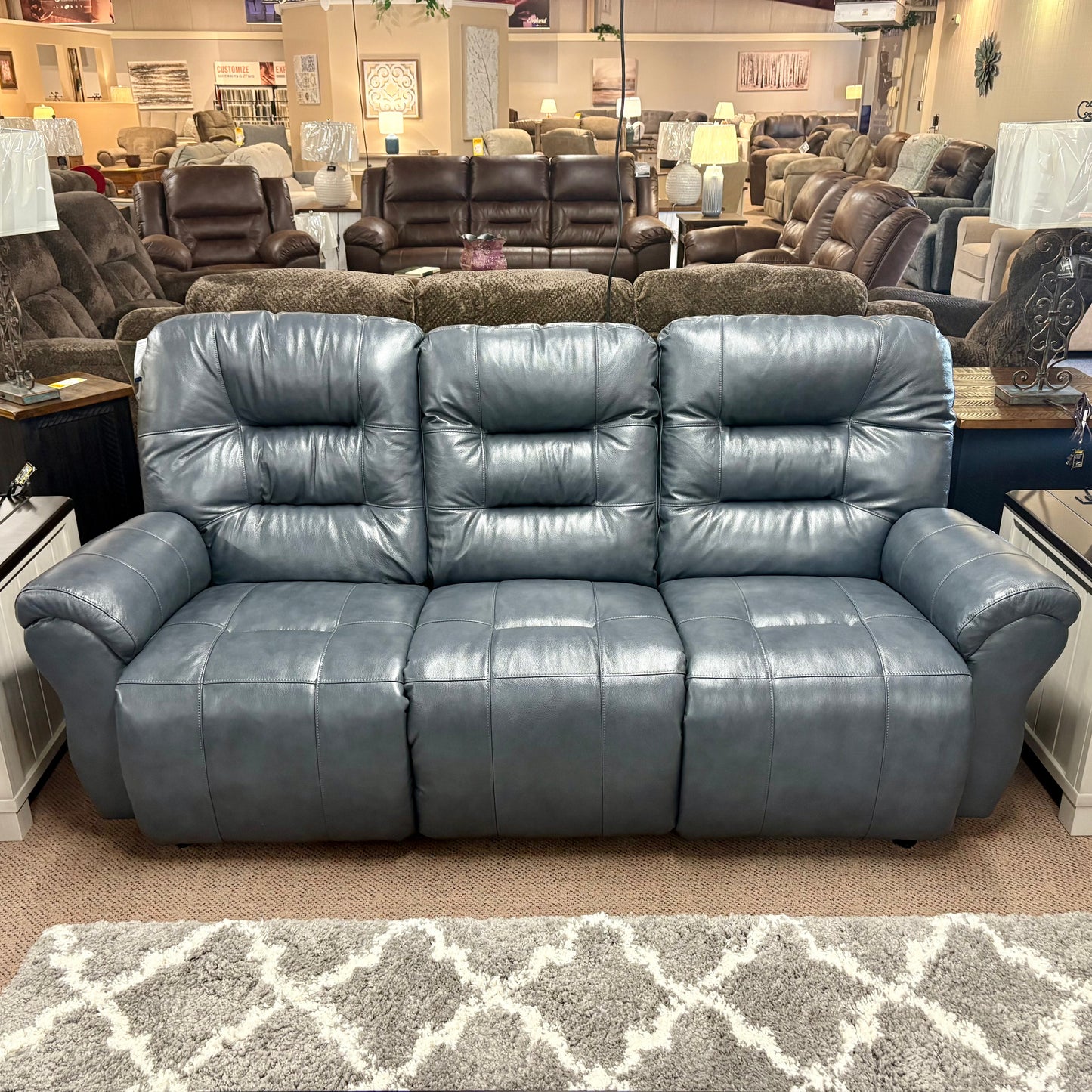 Steel Leather Unity Power Reclining Sofa & Console Loveseat