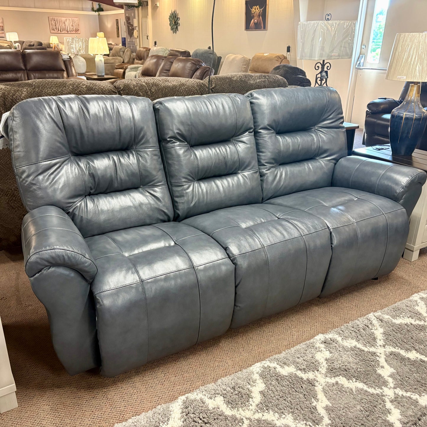 Steel Leather Unity Power Reclining Sofa & Console Loveseat