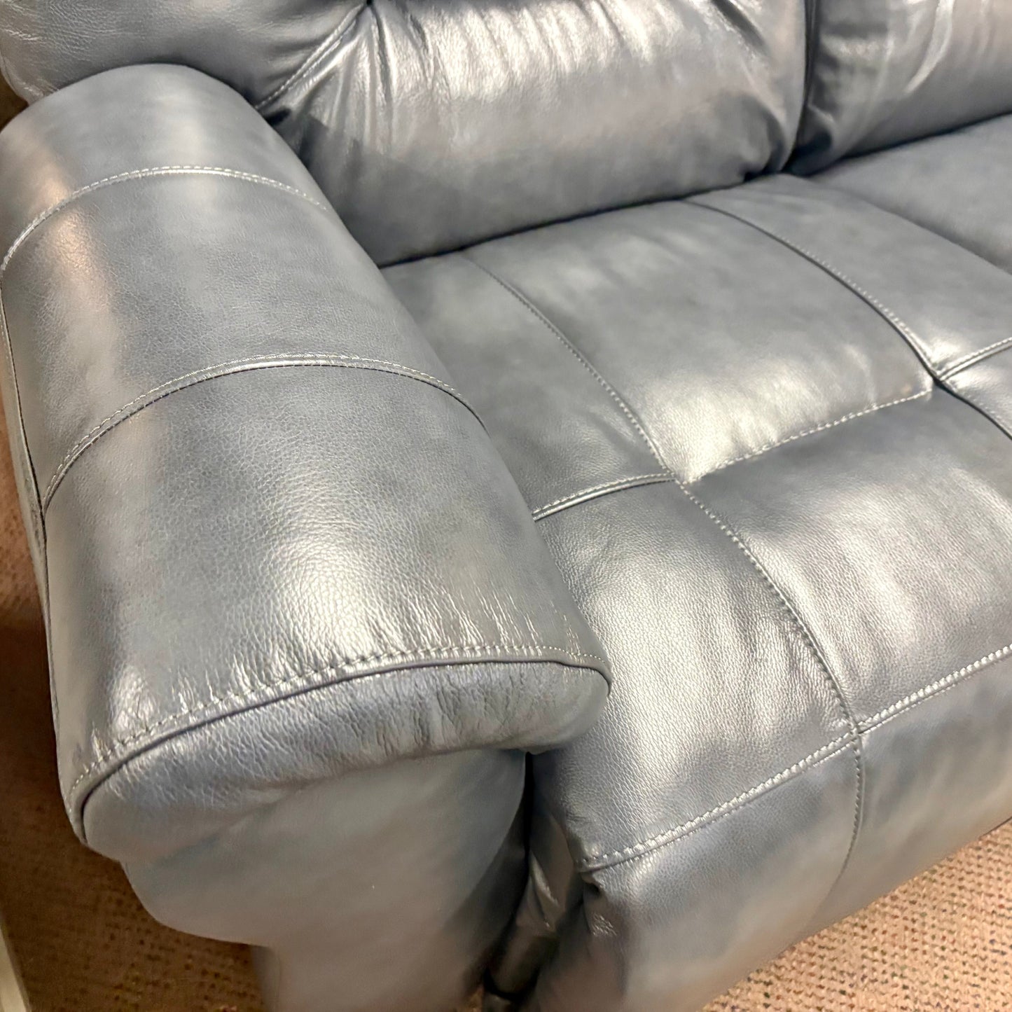 Steel Leather Unity Power Reclining Sofa & Console Loveseat