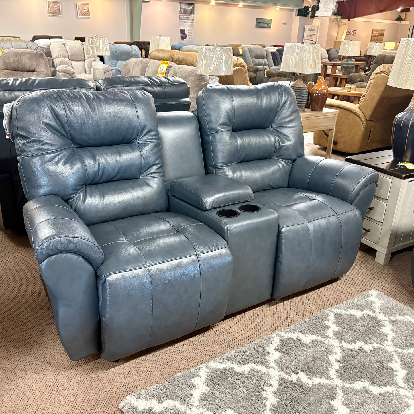 Steel Leather Unity Power Reclining Sofa & Console Loveseat