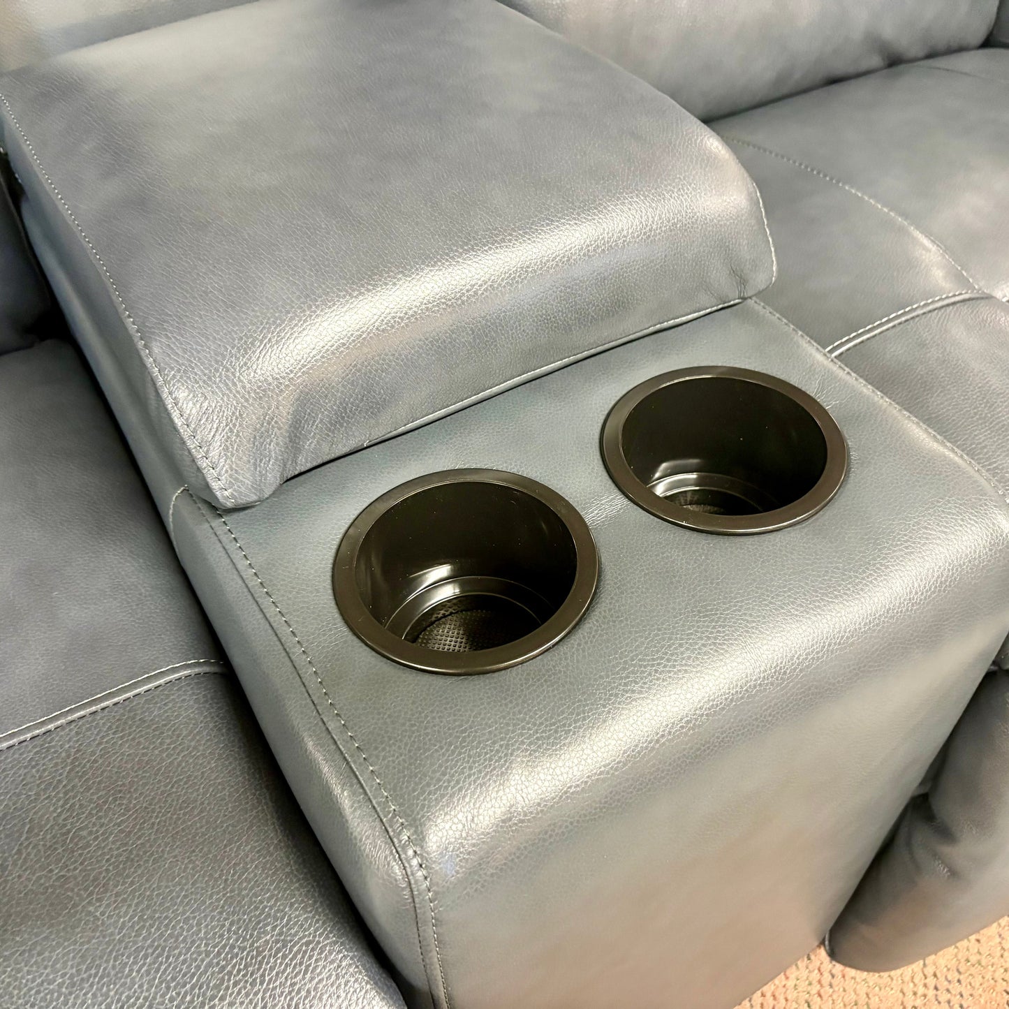 Steel Leather Unity Power Reclining Sofa & Console Loveseat