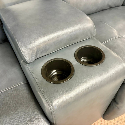 Steel Leather Unity Power Reclining Sofa & Console Loveseat