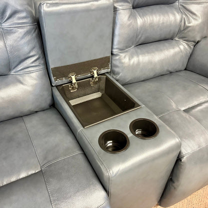 Steel Leather Unity Power Reclining Sofa & Console Loveseat