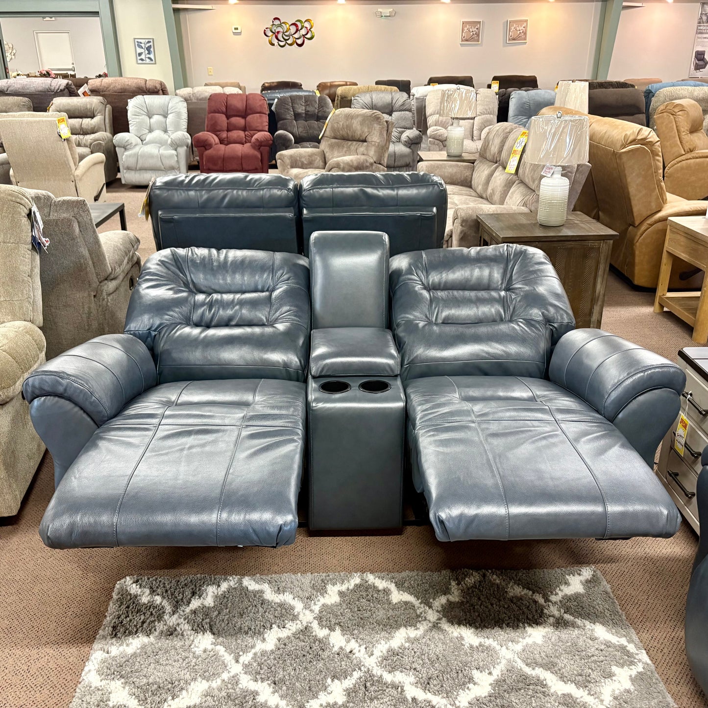 Steel Leather Unity Power Reclining Sofa & Console Loveseat