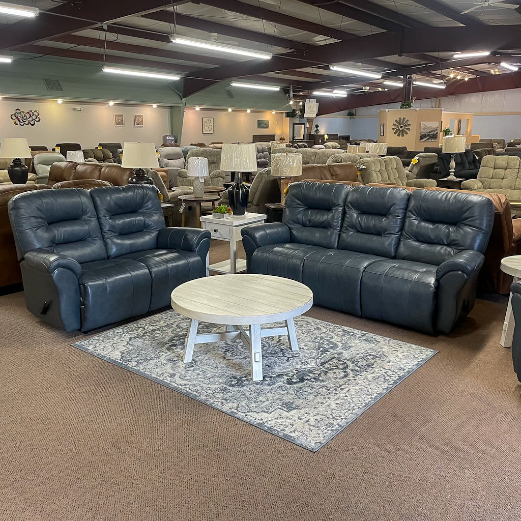 Steel Leather Unity Loveseat