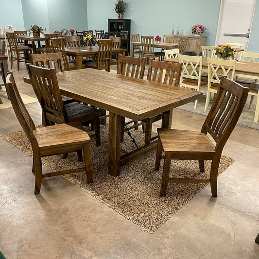 Rustic Lodge Fixed Top Dining Table & 6 Chairs