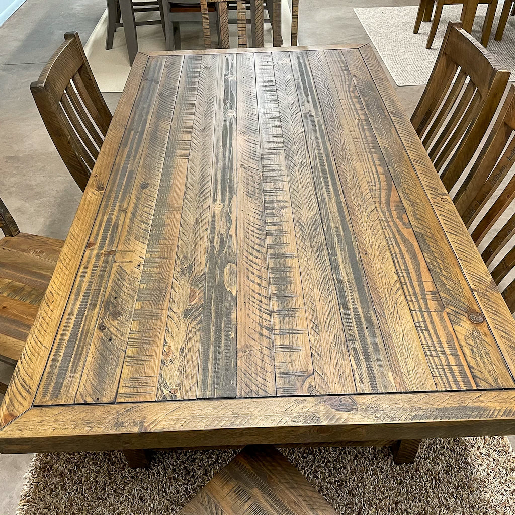 Rustic Lodge Fixed Top Dining Table & 6 Chairs