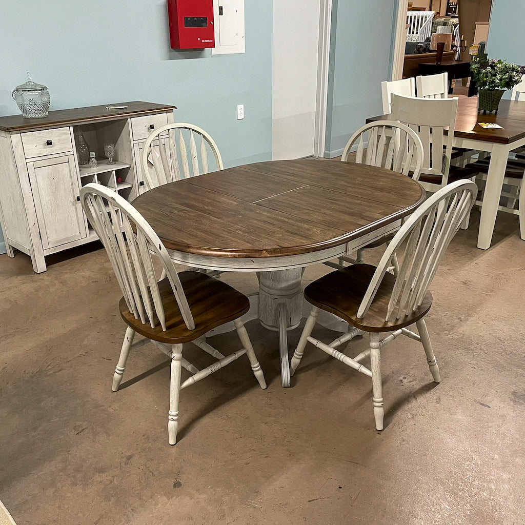 White Chenille Table & 4 Chairs