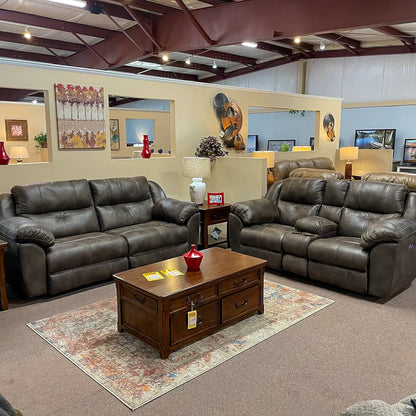 Amity Dusty Power Reclining & Power Headrest Loveseat Console