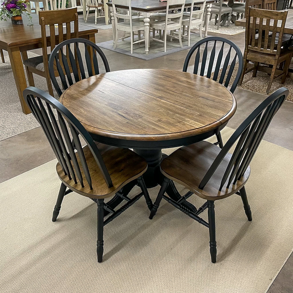 Black Chenille Table & 4 Chairs