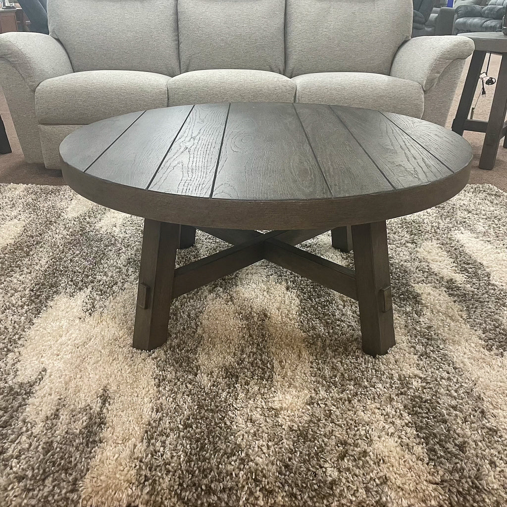 Modern Gray Farmhouse Splay Leg Round Cocktail