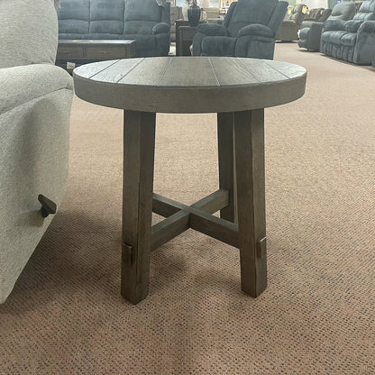 Modern Gray Farmhouse Splay Leg Round End Table