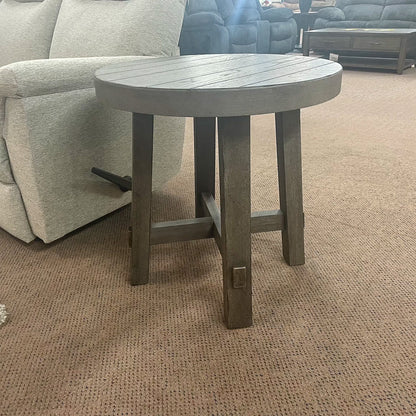 Modern Gray Farmhouse Splay Leg Round End Table