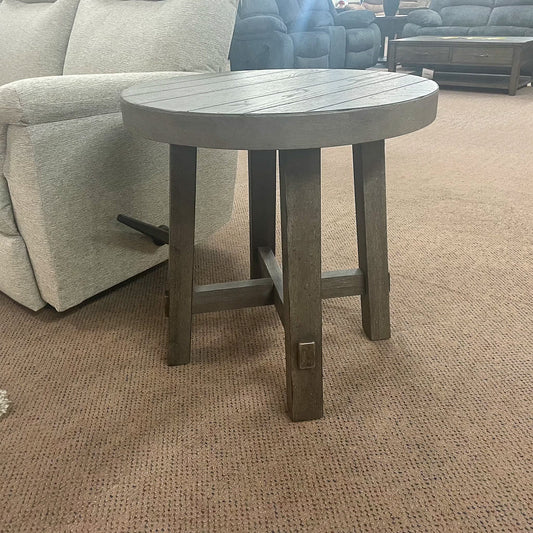 Modern Gray Farmhouse Splay Leg Round End Table