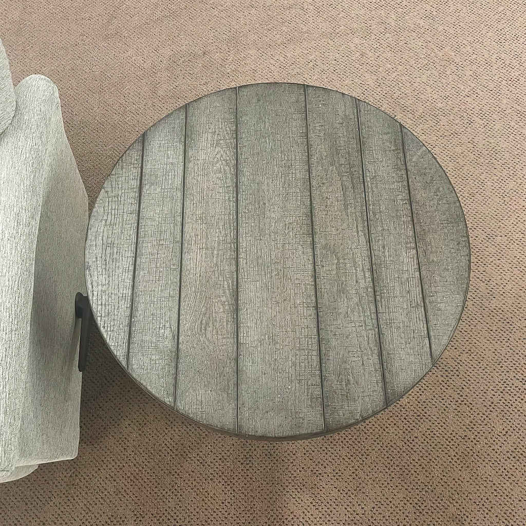 Modern Gray Farmhouse Splay Leg Round End Table