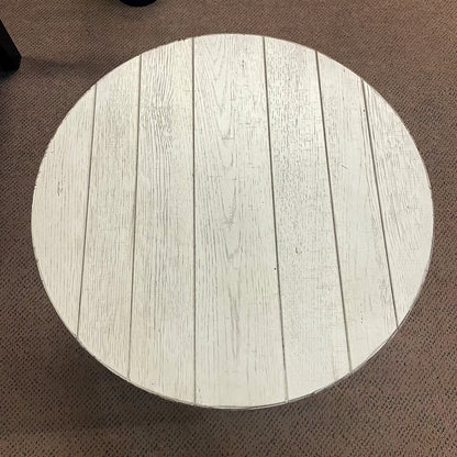 Modern White Farmhouse Splay Leg Round End Table