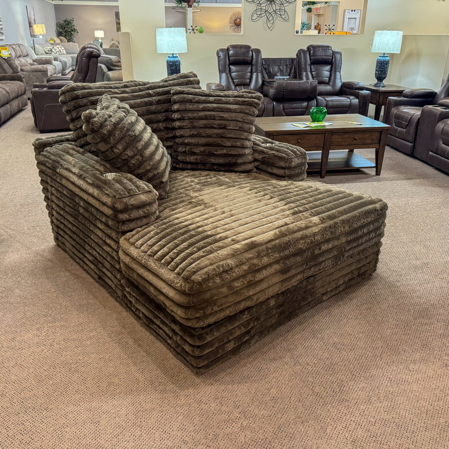 Chocolate Casual Chaise Accent Chair with Throw Pillows Chair