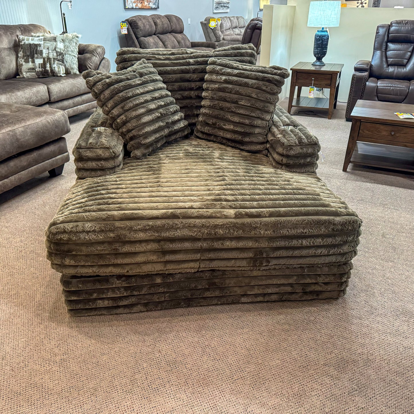 Chocolate Casual Chaise Accent Chair with Throw Pillows Chair