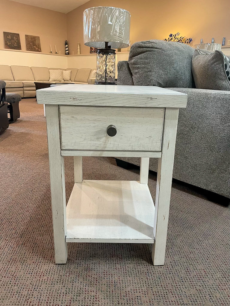 Modern White Farmhouse End Table