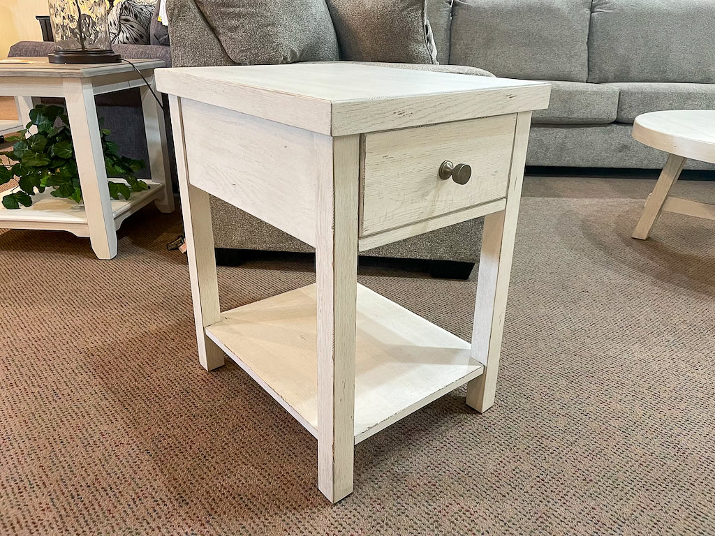 Modern White Farmhouse End Table