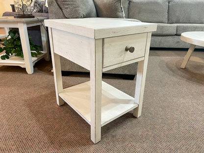 Modern White Farmhouse End Table
