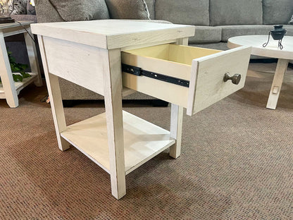 Modern White Farmhouse End Table