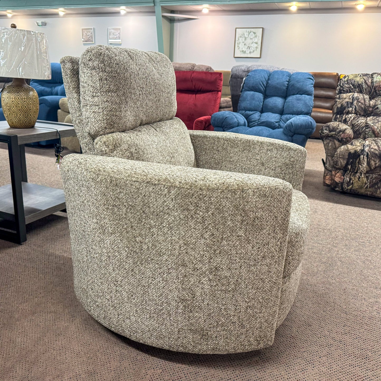 Corllini Taupe Swivel Recliner